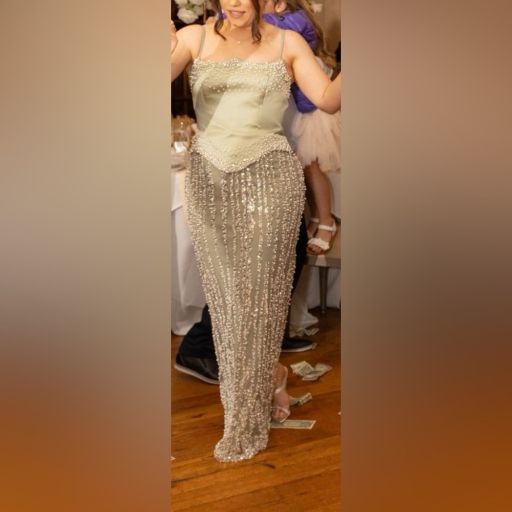 Sage Beaded Gown - Worn Once - Dutch Boutique